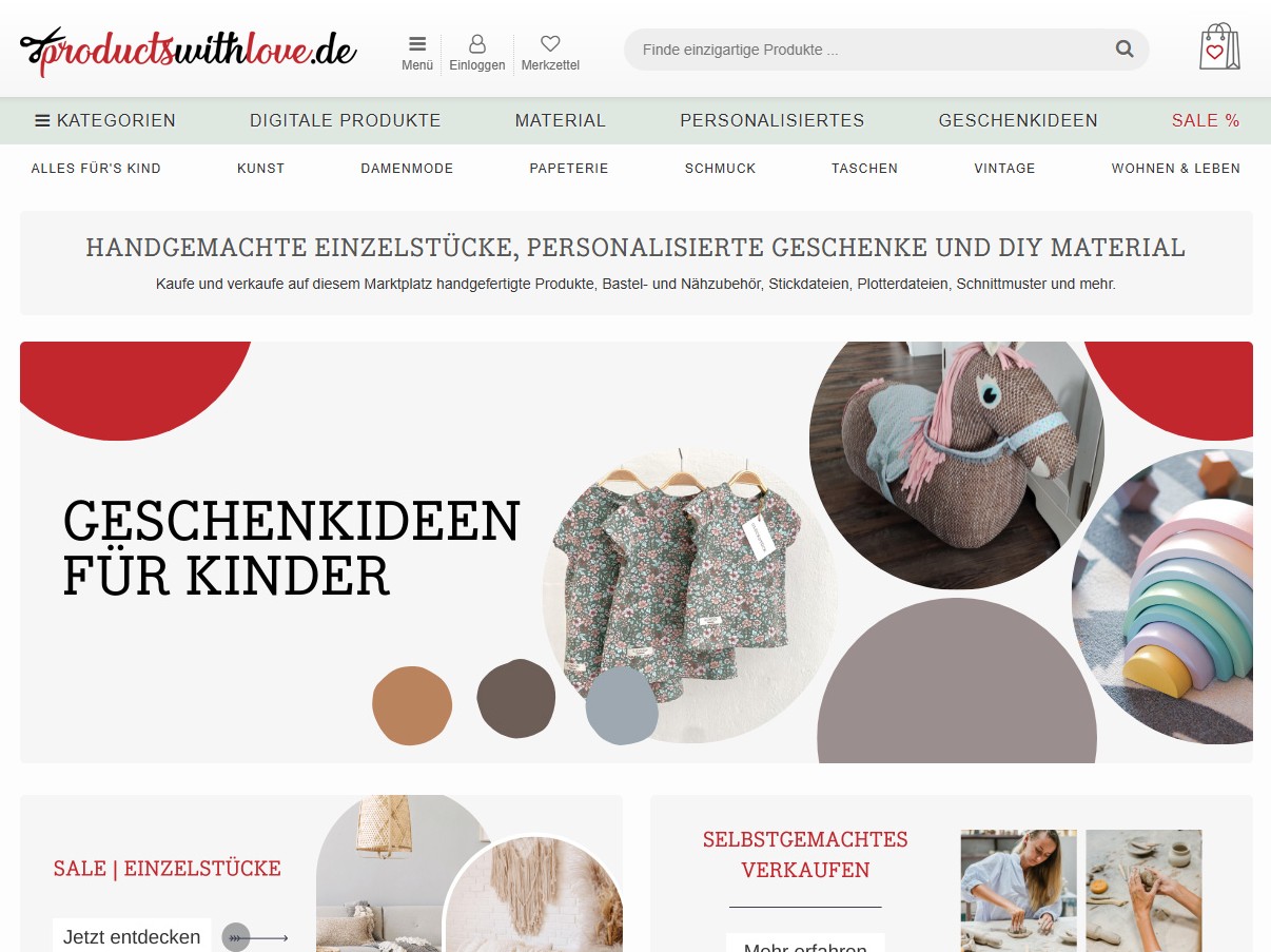 Online-Marktplatz für Handgemachtes, DIY-Material und digitale Produkte
