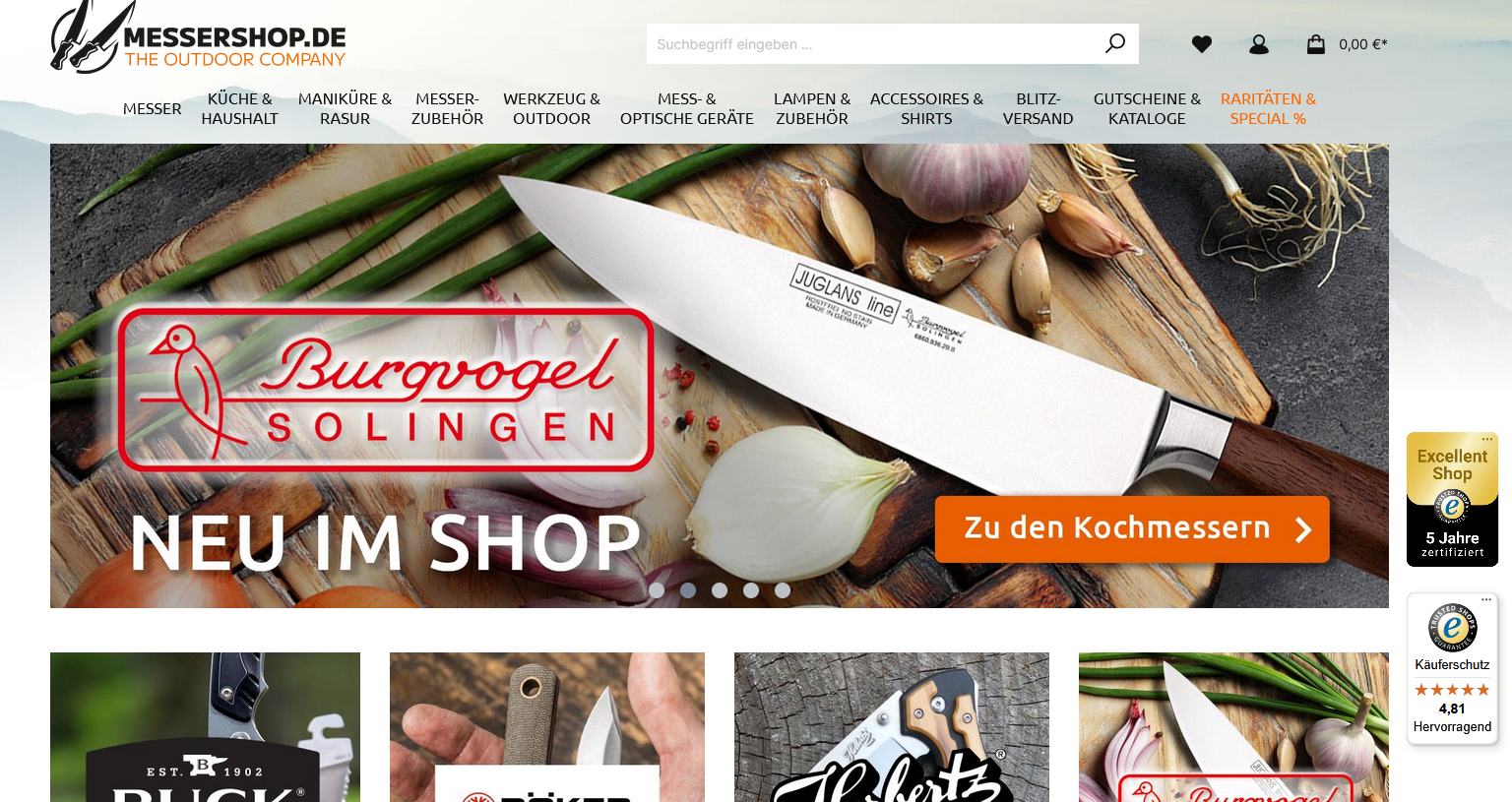 Onlineshop für Messer und Outdoor