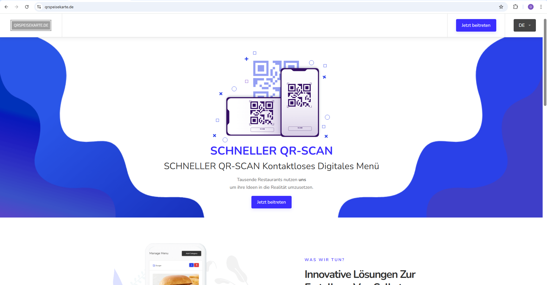 Komplettpaket: Domain qrspeisekarte.de + vollständiges Online-System zum Verkauf