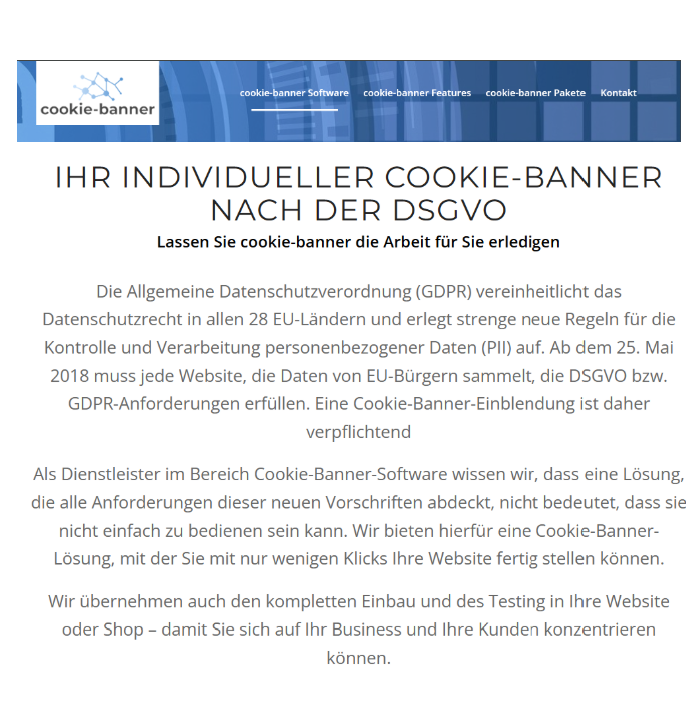 Cookie-Banner.net – Ihr individueller Cookie-Banner nach der DSGVO 