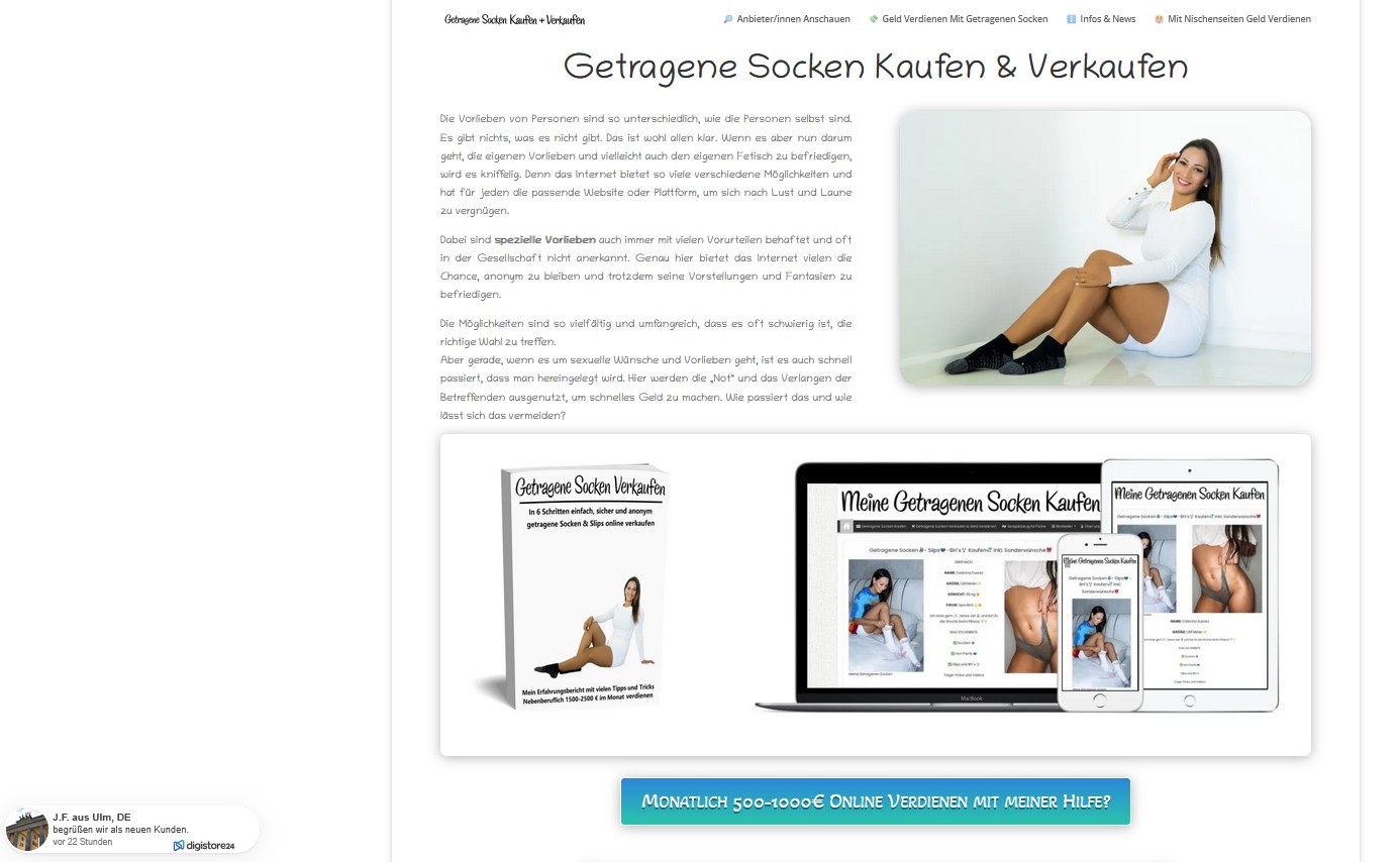 Getragene-Socken.org – Nischenprojekt mit starkem Fokus auf digitale Ratgeber und klar definierter Zielgruppe