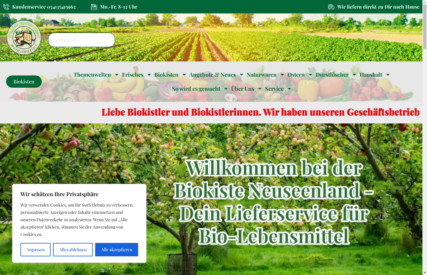 Onlineshop für Bio Lebensmittel