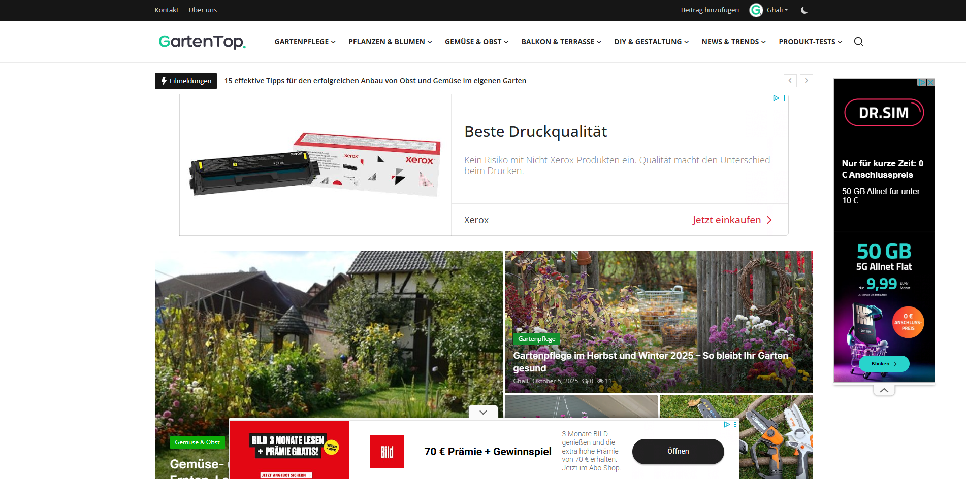 Verkaufe Webseite / Projekt: Gartentop.de