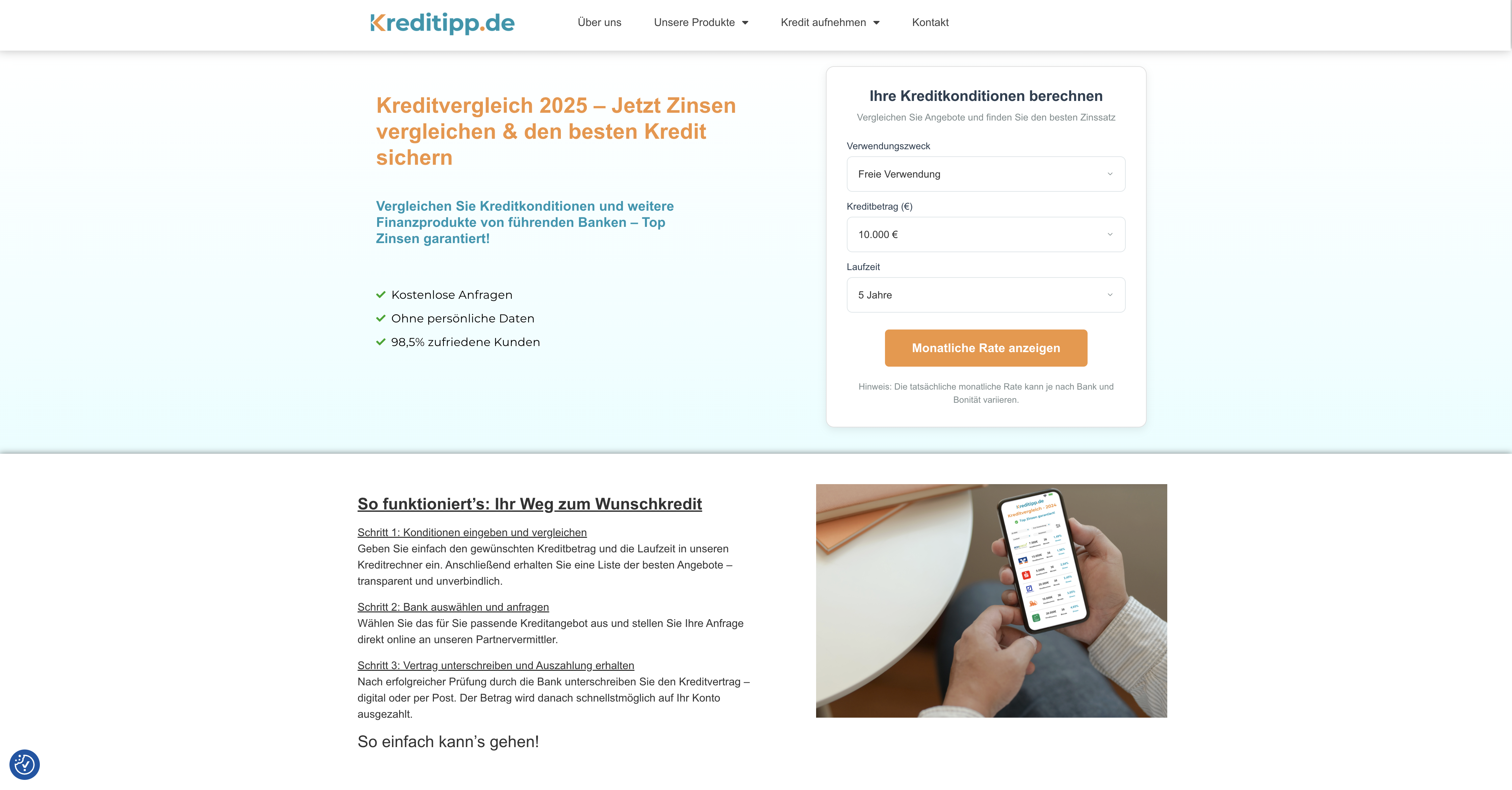 Vergleichsportal für Kredite, Kredit- und Girokarten sowie Fest- und Tagesgeldkonten