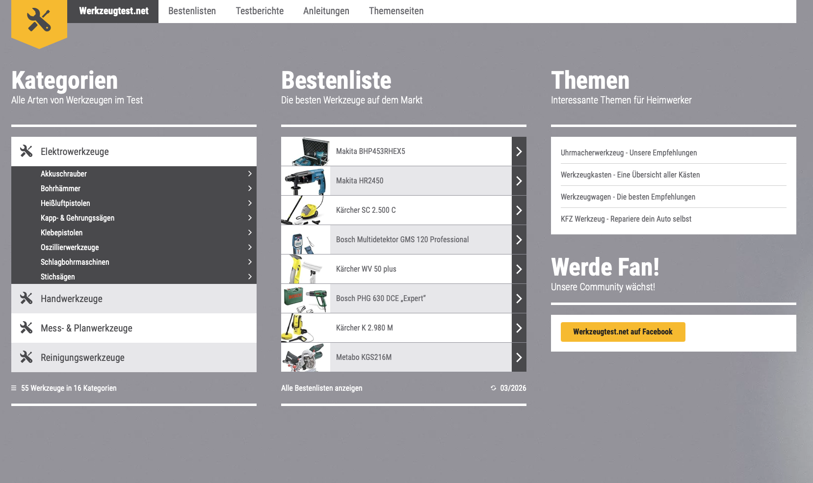 Nischenwebseite/Affiliate-Projekt  www.werkzeugtest.net