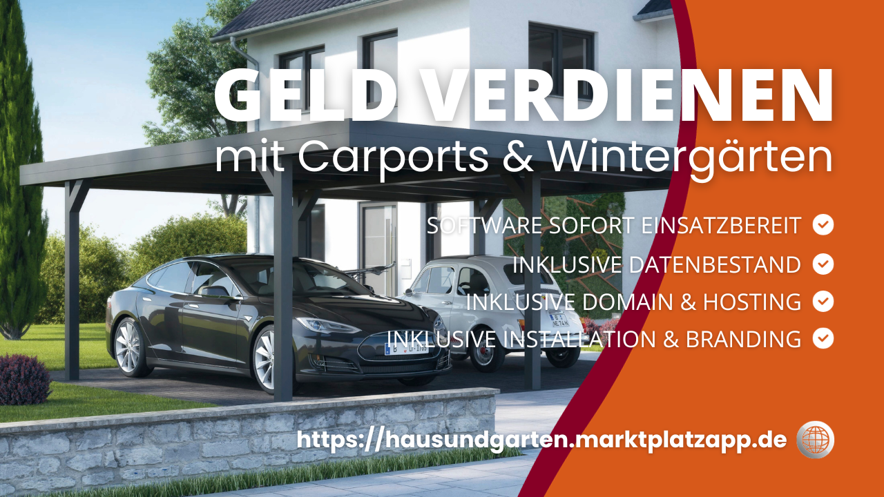 Marktplatz und Dropshipping-Multivendor-Handelsplattform für Wintergärten, Carports, Gartenhäuser, Zäune und Türen