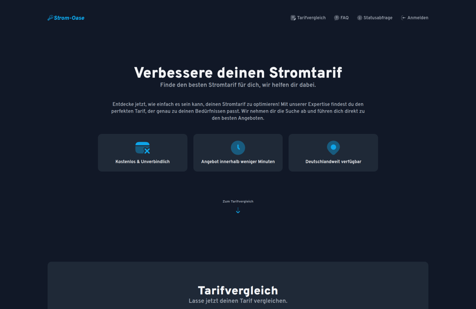 Strom-Oase – Energievergleichsportal mit Buchungsfunktion
