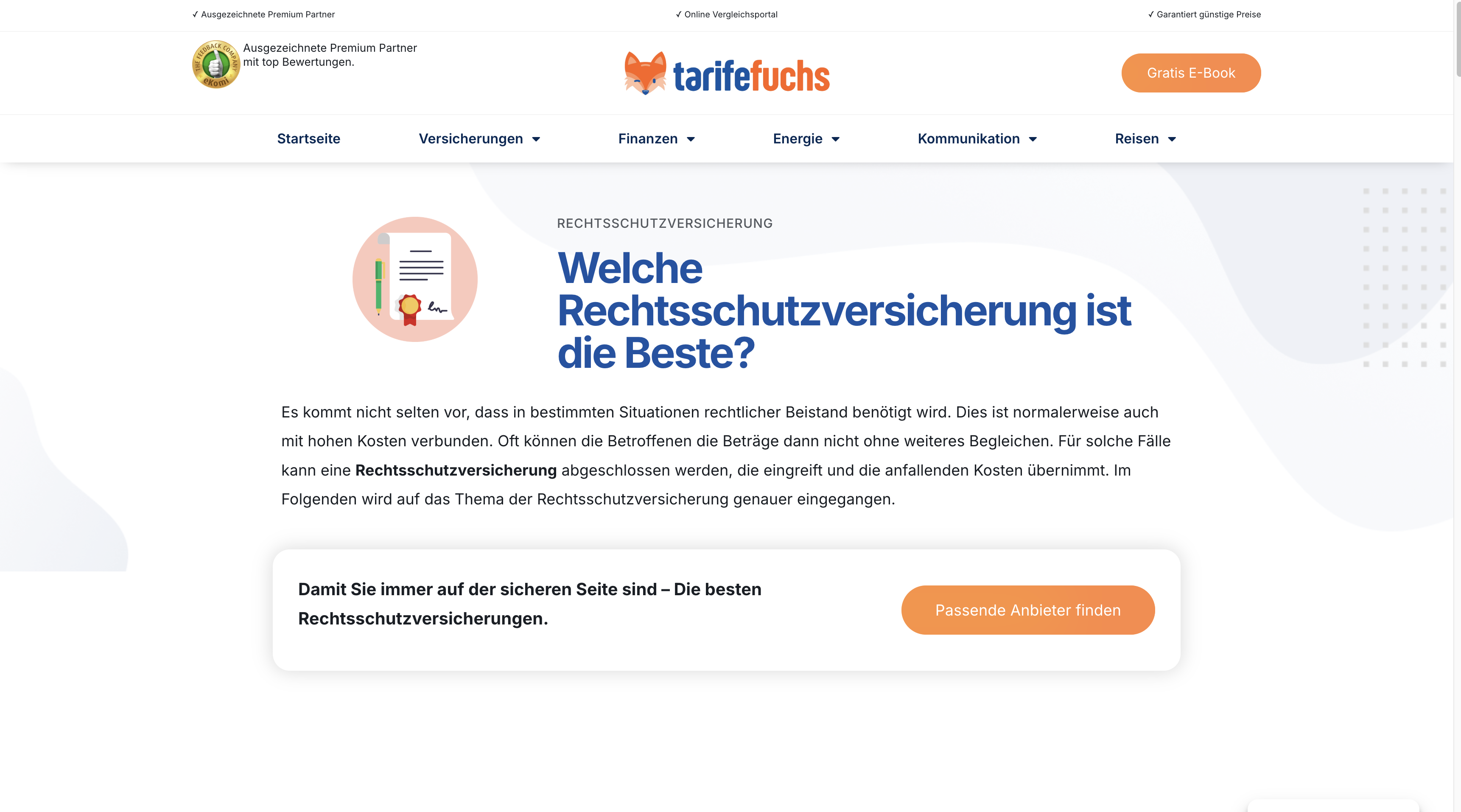 Fertige Affiliate-Webseite für passives Einkommen: Tarifefuchs.de