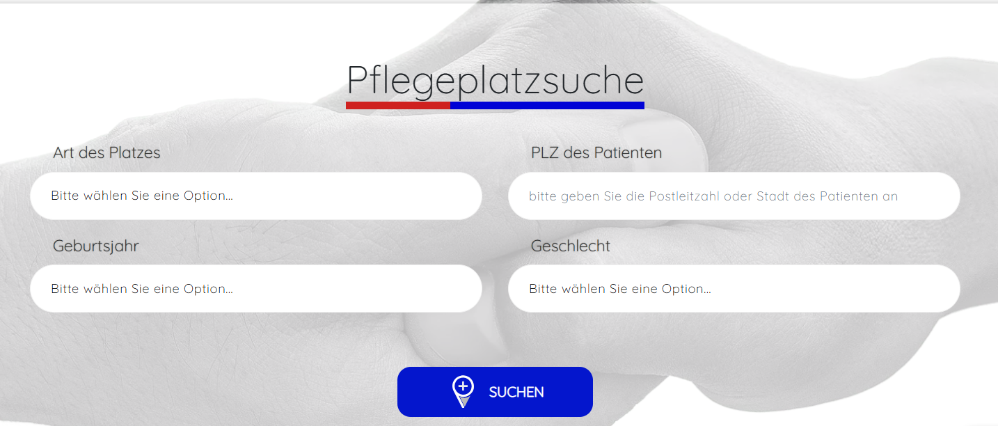Webseite mit Database zur Pflegevermittlung