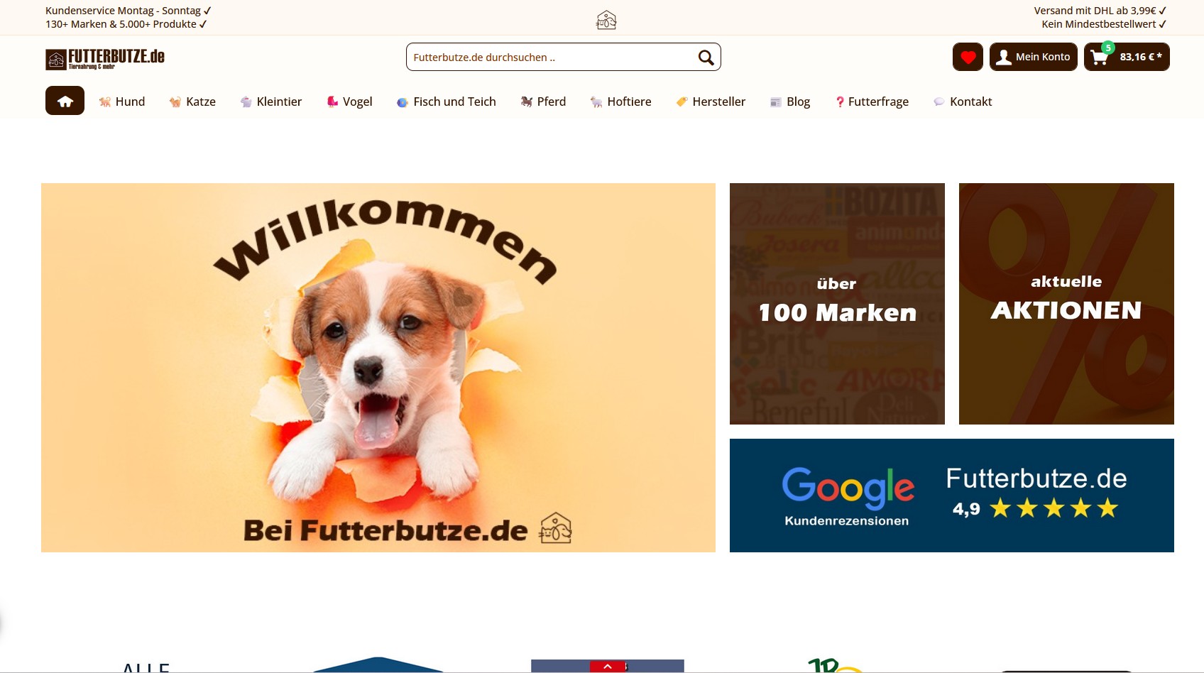 Etablierter Online-Shop für Tiernahrung (futterbutze.de)